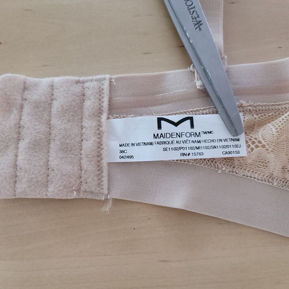 Maidenform Sz 38c Beige Essential Multiway Push Up Bra SE1102 Everyday Comfort - Picture 6 of 7